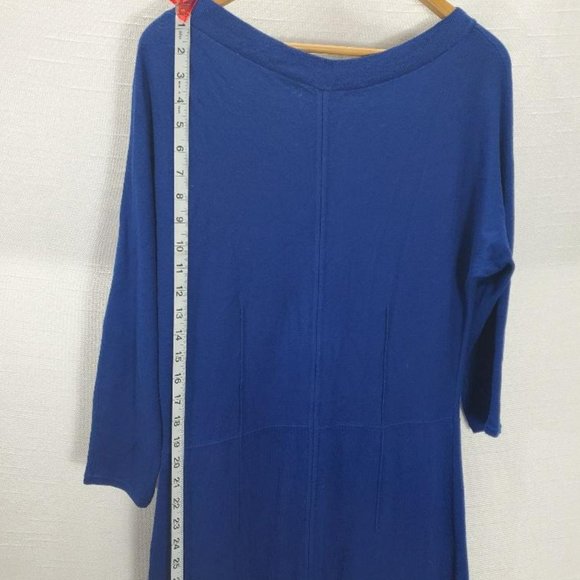 Eva Mendes NY&C Midi Sweater Dress Womens Large Blue 3/4 Sleeve Pencil Stretch - Picture 7 of 13